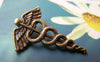 Accessories - 10 Pcs Of Antique Bronze Medical Symbol Mercurial Staff With Winged Snakes Charms 20x30mm A1458