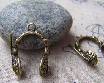 Accessories - 10 Pcs Of Antique Bronze Mini Headphone Charms 18x21mm A3878