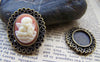 Accessories - 10 Pcs Of Antique Bronze Oval Cameo Base Settings Match 13x17mm Cabochon  A3153