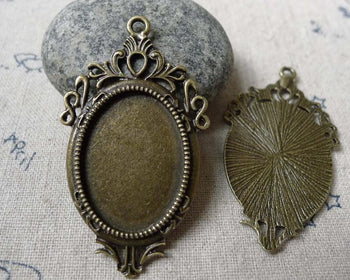 Accessories - 10 Pcs Of Antique Bronze Oval Cameo Base Settings Match 18x25mm Cabochon A5922