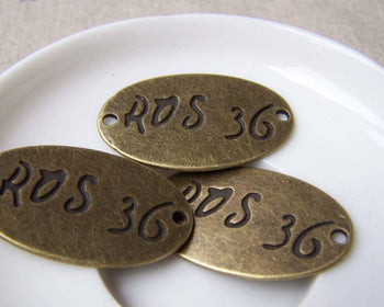 Accessories - 10 Pcs Of Antique Bronze Oval Connectors 21x35mm