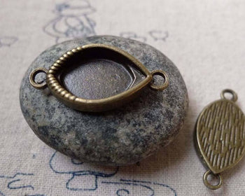 Accessories - 10 Pcs Of Antique Bronze Oval Eye Connector Charms 15x30mm A6389