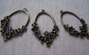 Accessories - 10 Pcs Of Antique Bronze Oval Flower Connector Charms 26x42mm A3385