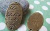 Accessories - 10 Pcs Of Antique Bronze Oval Handwriting Connector Charms 19x34mm A482