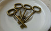 Accessories - 10 Pcs Of Antique Bronze Oval Skeleton Key Pendants Charms 18x42mm A5611