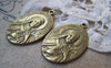 Accessories - 10 Pcs Of Antique Bronze Oval Teresia Pendants 19x30mm A3090
