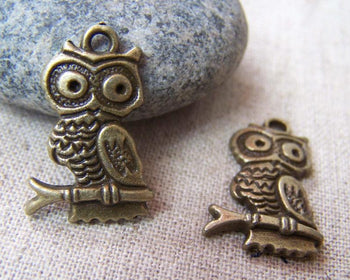 Accessories - 10 Pcs Of Antique Bronze Owl Charms 15x20mm A103