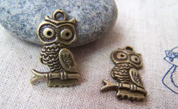 Accessories - 10 Pcs Of Antique Bronze Owl Charms 15x20mm A103