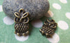 Accessories - 10 Pcs Of Antique Bronze Owl Charms Double Sided  11x20mm A138