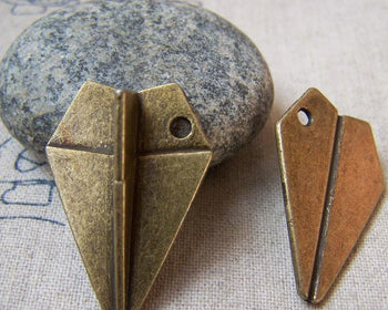 Accessories - 10 Pcs Of Antique Bronze Paper Plane Charms Pendants 21x31mm A5706