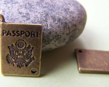 Accessories - 10 Pcs Of Antique Bronze Passport Connector Charms 11x15mm A3378