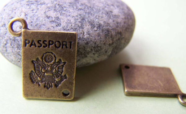 Accessories - 10 Pcs Of Antique Bronze Passport Connector Charms 11x15mm A3378