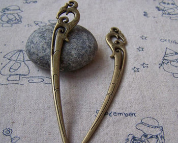 Accessories - 10 Pcs Of Antique Bronze Phoenix-Shaped Chinese Hairpin Small Size 14x90mm A5640
