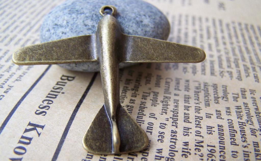 Accessories - 10 Pcs Of Antique Bronze Plane Charms 42x50mm A2681