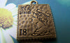Accessories - 10 Pcs Of Antique Bronze Queen Elizabeth Stamp Charms Double Sided 19x22mm A487