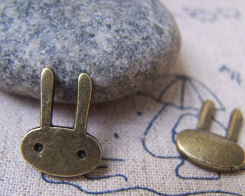 Accessories - 10 Pcs Of Antique Bronze Rabbit Head Charms 13x16mm A647