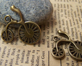 Accessories - 10 Pcs Of Antique Bronze Racing Bike Bicycle Charms 24x24mm A1599