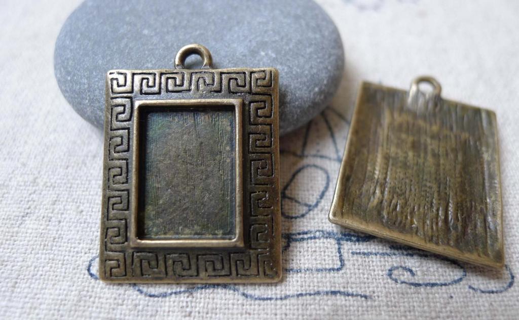 Accessories - 10 Pcs Of Antique Bronze Rectangular Base Settings Match 10x14mm Cameo  A6994