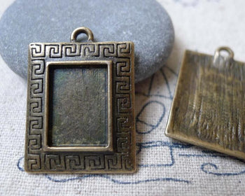 Accessories - 10 Pcs Of Antique Bronze Rectangular Base Settings Match 10x14mm Cameo  A6994