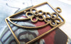 Accessories - 10 Pcs Of Antique Bronze Rectangular Flower Frame Charms 19x34mm A2281