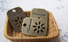 Accessories - 10 Pcs Of Antique Bronze Rectangular Handmade Flower Charms 14x19mm A3564