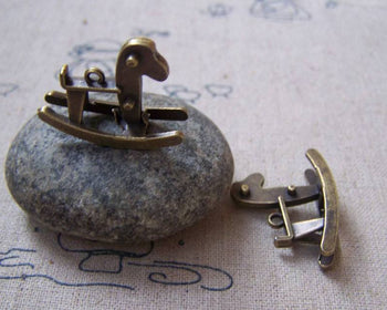 Accessories - 10 Pcs Of Antique Bronze Rocking Horse Pendants Small Size 20x26mm A5065