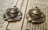 Accessories - 10 Pcs Of Antique Bronze Rose Flower Charms 22x23mm A318
