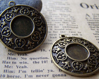 Accessories - 10 Pcs Of Antique Bronze Round Base Settings Match 12mm Cabochon A3205