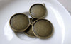 Accessories - 10 Pcs Of Antique Bronze Round  Base Settings Pendant Double Sided Match 20mm Cabochon A6870