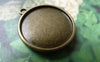 Accessories - 10 Pcs Of Antique Bronze Round  Base Settings Pendant Double Sided Match 20mm Cabochon A6870