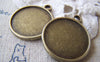 Accessories - 10 Pcs Of Antique Bronze Round  Base Settings Pendant Double Sided Match 21mm Cabochon A2434