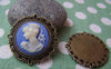 Accessories - 10 Pcs Of Antique Bronze Round Cameo Base Settings Match 20mm Cabochon A3156
