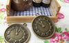 Accessories - 10 Pcs Of Antique Bronze Round Clock Charms 24mm A479