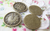 Accessories - 10 Pcs Of Antique Bronze Round Clock Charms 24mm A479