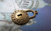 Accessories - 10 Pcs Of Antique Bronze Round Lock Charms 13x21mm A2787