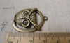 Accessories - 10 Pcs Of Antique Bronze Round Owl Pendants Charms 28x32mm  A6908