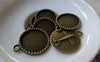 Accessories - 10 Pcs Of Antique Bronze Round Plane Back Cameo Base Settings Match 18mm Cabochon A5356