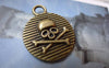 Accessories - 10 Pcs Of Antique Bronze Round Skull Pendant Charms Double Sided 23mm A6088