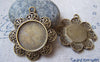 Accessories - 10 Pcs Of Antique Bronze Round Sunflower Cameo Base Settings Match 20mm Cabochon A5752