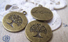 Accessories - 10 Pcs Of Antique Bronze Round Tree Charms 19mm A534