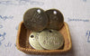 Accessories - 10 Pcs Of Antique Bronze Round Words Charms 20mm A507