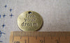 Accessories - 10 Pcs Of Antique Bronze Round Words Charms 20mm A507
