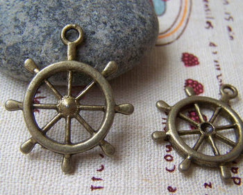 Accessories - 10 Pcs Of Antique Bronze Rudder Charms 25x28mm A1279