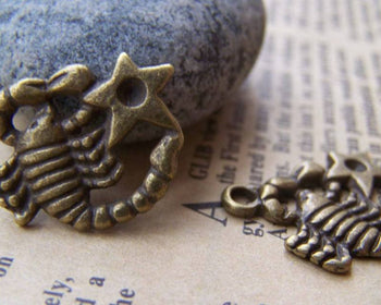Accessories - 10 Pcs Of Antique Bronze Scorpius Scorpion Constellation Charms 18x20mm A2875