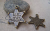 Accessories - 10 Pcs Of Antique Bronze Six Point Star Hexagram Charms  Double Sided  24x32mm   A525