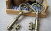 Accessories - 10 Pcs Of Antique Bronze Skeleton Key Charms Pendants 18x45mm A175