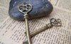 Accessories - 10 Pcs Of Antique Bronze Skeleton Key Charms Pendants 20x62mm A177