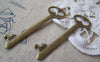 Accessories - 10 Pcs Of Antique Bronze Skeleton Key Pendants Charms 16x53mm A176