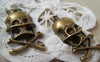 Accessories - 10 Pcs Of Antique Bronze Skull And Crossbones Charms 22x38mm A1573