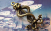 Accessories - 10 Pcs Of Antique Bronze Skull And Two Snakes Charms 15x37mm A3748